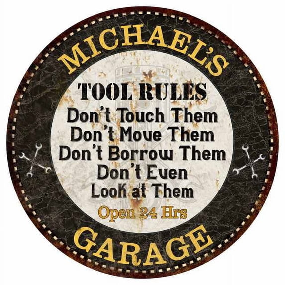 MICHAEL'S Garage Rules 12" Round Metal Sign Garage Bar Wall Décor 200120013420