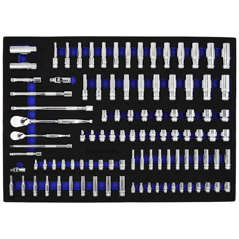 MICHAELPRO MP005004 101 PIECES 3/8-INCH AND 1/4-INCH DRIVE SOCKET SET ...