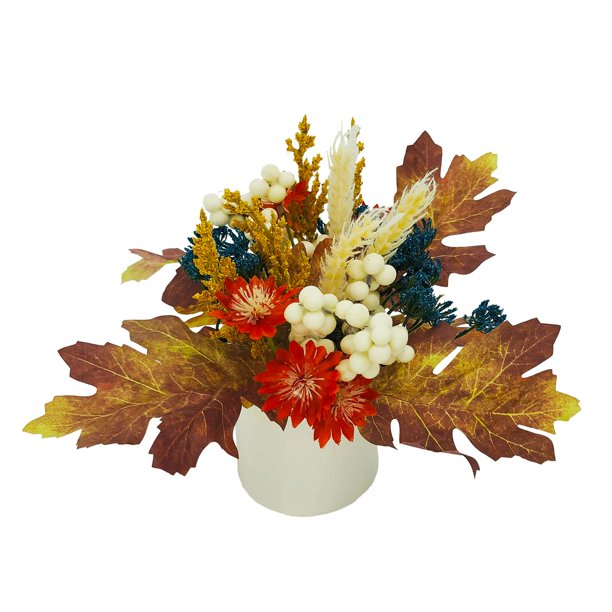 MICHAELS Fall Decorations for Home Floral & White Berry in Ceramic Pot
