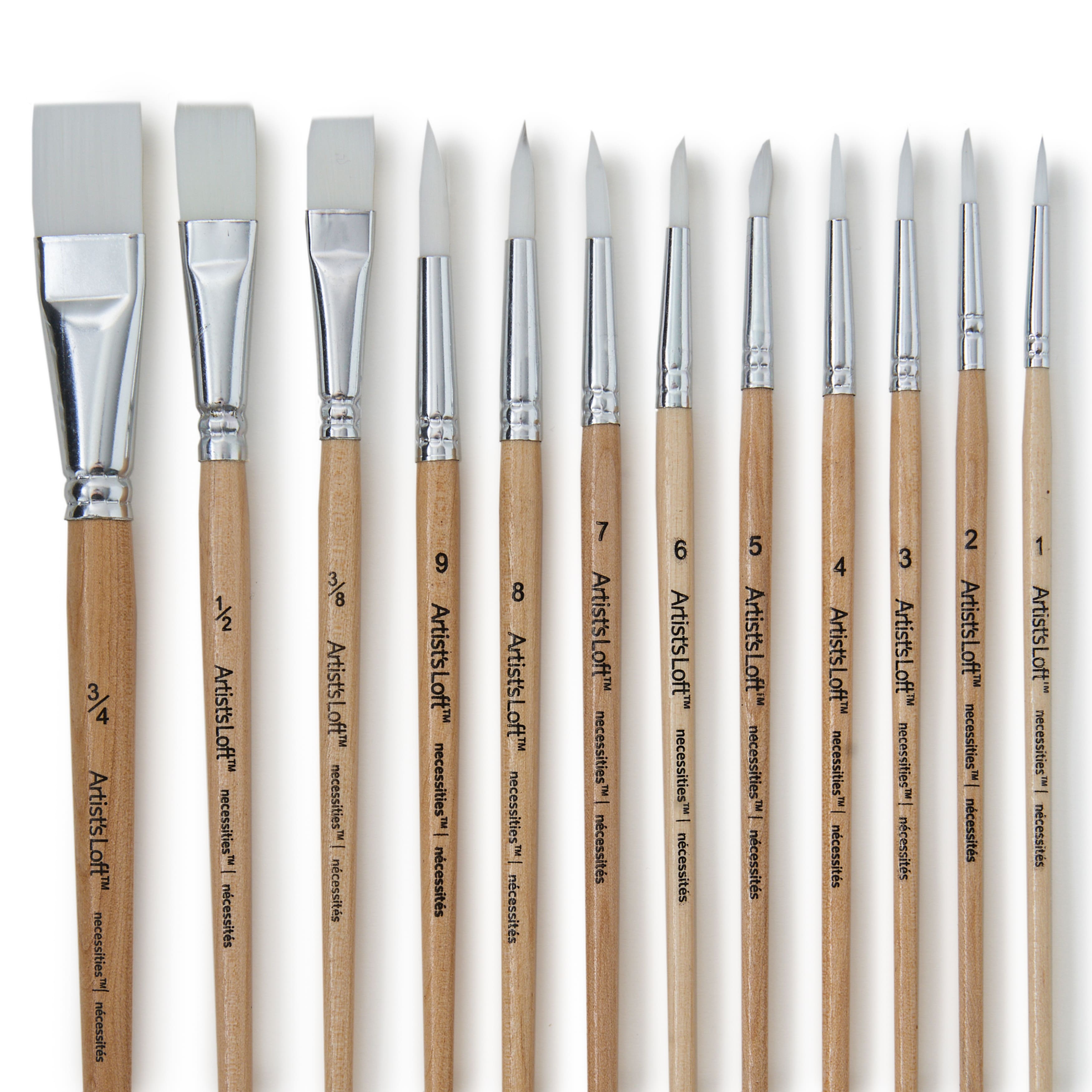 MICHAELS White Synthetic Flat & Round Brushes by Artist's Loft