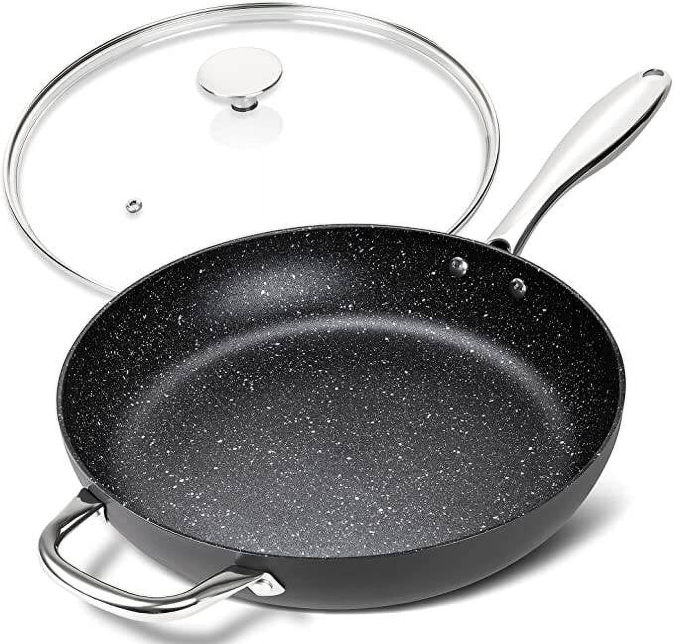 MICHELANGELO Stainless Steel Frying Pan with Lid, 9.5 Inch Frying Pan with  Nonstick Honeycomb Coating, Triply Stainless Steel Frying Pan, Steel Fry Pan  with Lid, Induction Compatible - 9.5 Inch 