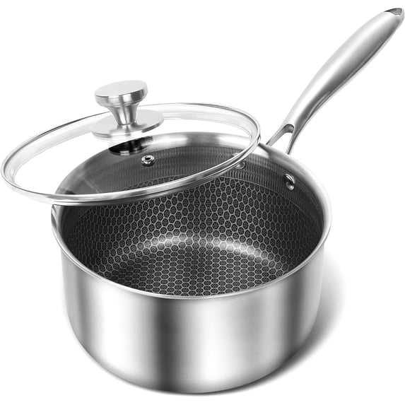 MICHELANGELO 3 Quart , Premium Triple Ply with Lid, Sauce Pot with Honeycomb Interior - 3QT