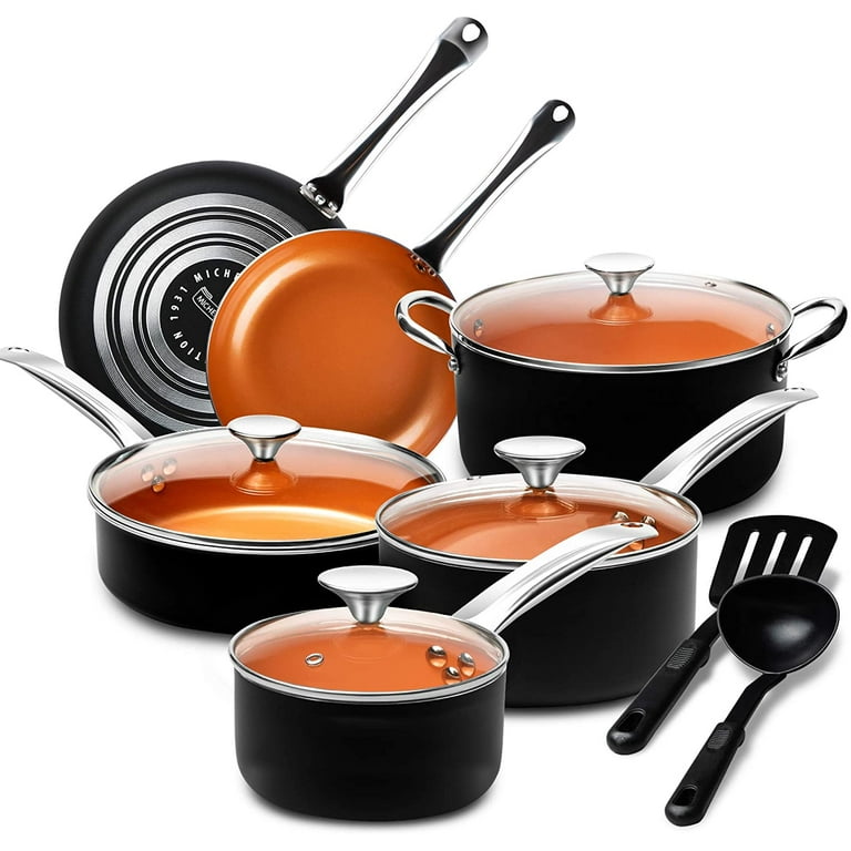 MICHELANGELO Pots and Pans Set 12 Pieces, Nonstick Copper Cookware Set with  Ceramic Interior, Essential Copper Pots and Pans Set Nonstick, Ceramic  Cookware Set 12 Piece with Spatula & Spoon 