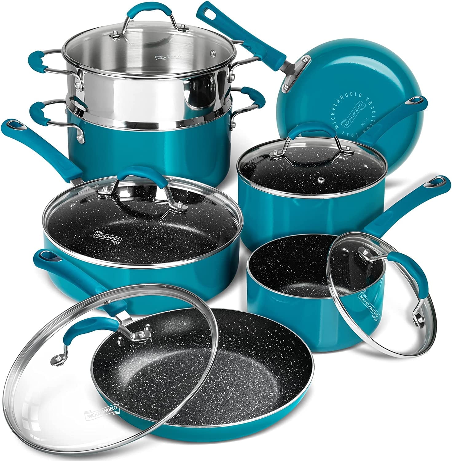 MICHELANGELO Pots and Pans Set Nonstick, 12 Piece Kitchen Cookware Sets