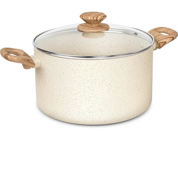 MICHELANGELO Stock Pot - 6 Qt Soup Pot with Lid, Non Stick Pots with Granite Coating, Cooking Pots for All Stovetops, with Stay Cool Handles