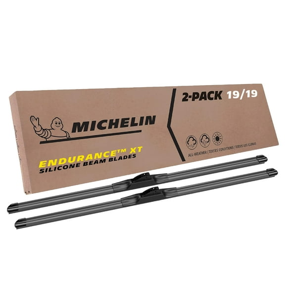 MICHELIN Endurance XT 19"/19" Silicone + Water Repellency Beam Windshield Wiper Blades, 2 Pack
