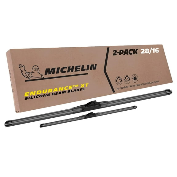 MICHELIN Endurance XT 28"/16" Silicone + Water Repellency Beam Windshield Wiper Blades, 2 Pack