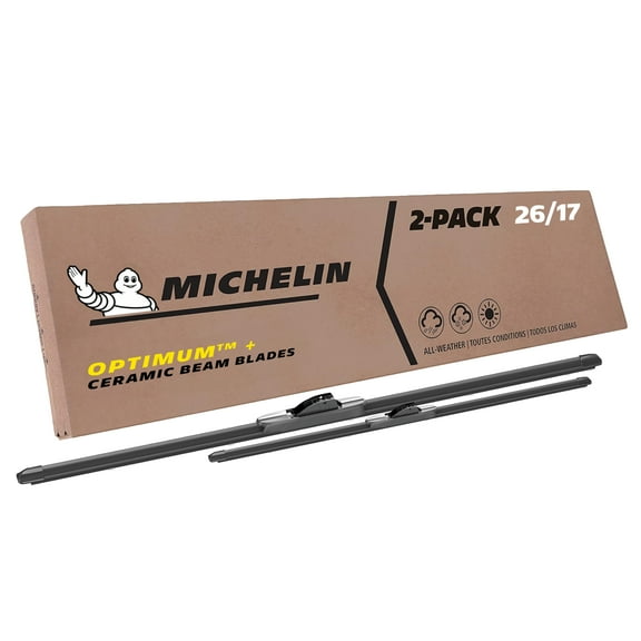 MICHELIN Optimum+ 26"/17" Ceramic Beams with Night Shield Technology Windshield Wiper Blades, 2 Pack