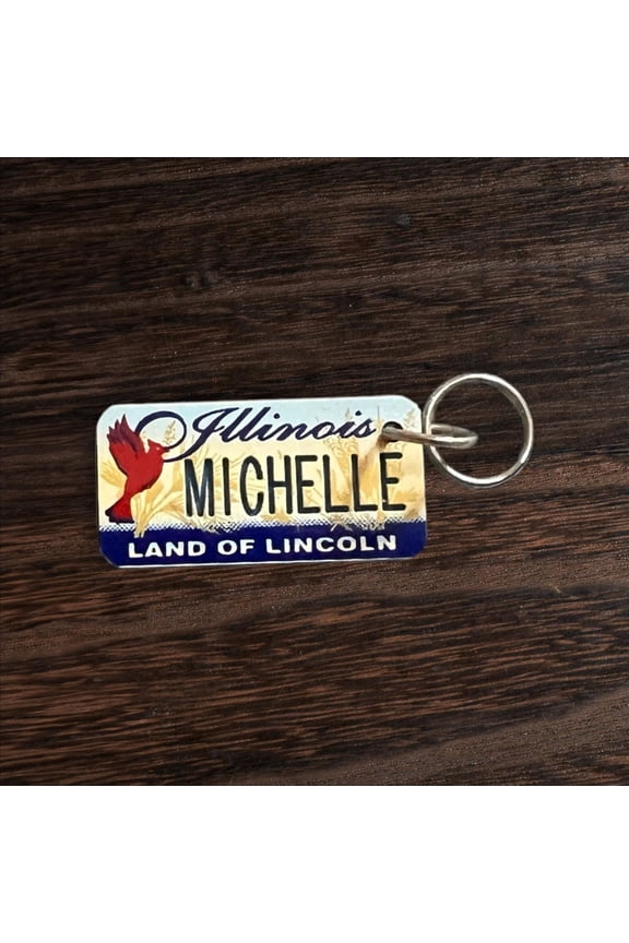 MICHELLE Name Keychain License Plate Illinois Land of Lincoln Great Gift 2 New