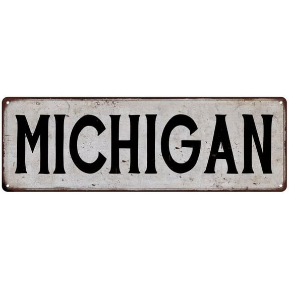 MICHIGAN Vintage Look Rustic Metal City State Sign 6 x 18 Matte Finish Metal 106180041160