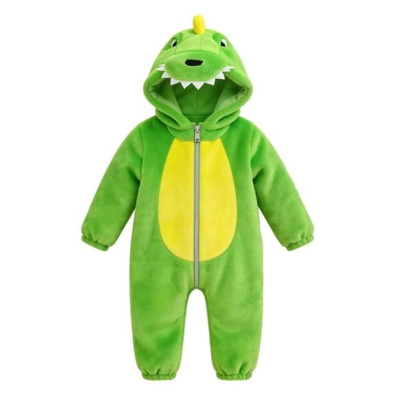 MICHLEY Unisex Baby Flannel Hooded Romper Animal Ears Costume Warm Jumpsuit for Autumn Winter