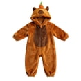 thumbnail image 1 of HAHASHOW Unisex Infant Toddler Animal Flannel Hooded Romper Jumpsuit, Fall Winter Warm Soft One-Piece Onesie, Machine Washable, 0-3T, 1 of 7