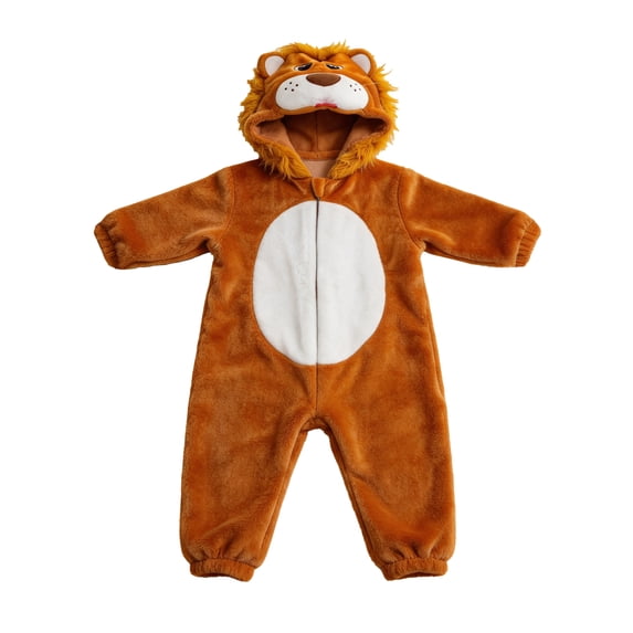 HAHASHOW Unisex Infant Toddler Animal Flannel Hooded Romper Jumpsuit, Fall Winter Warm Soft One-Piece Onesie, Machine Washable, 0-3T