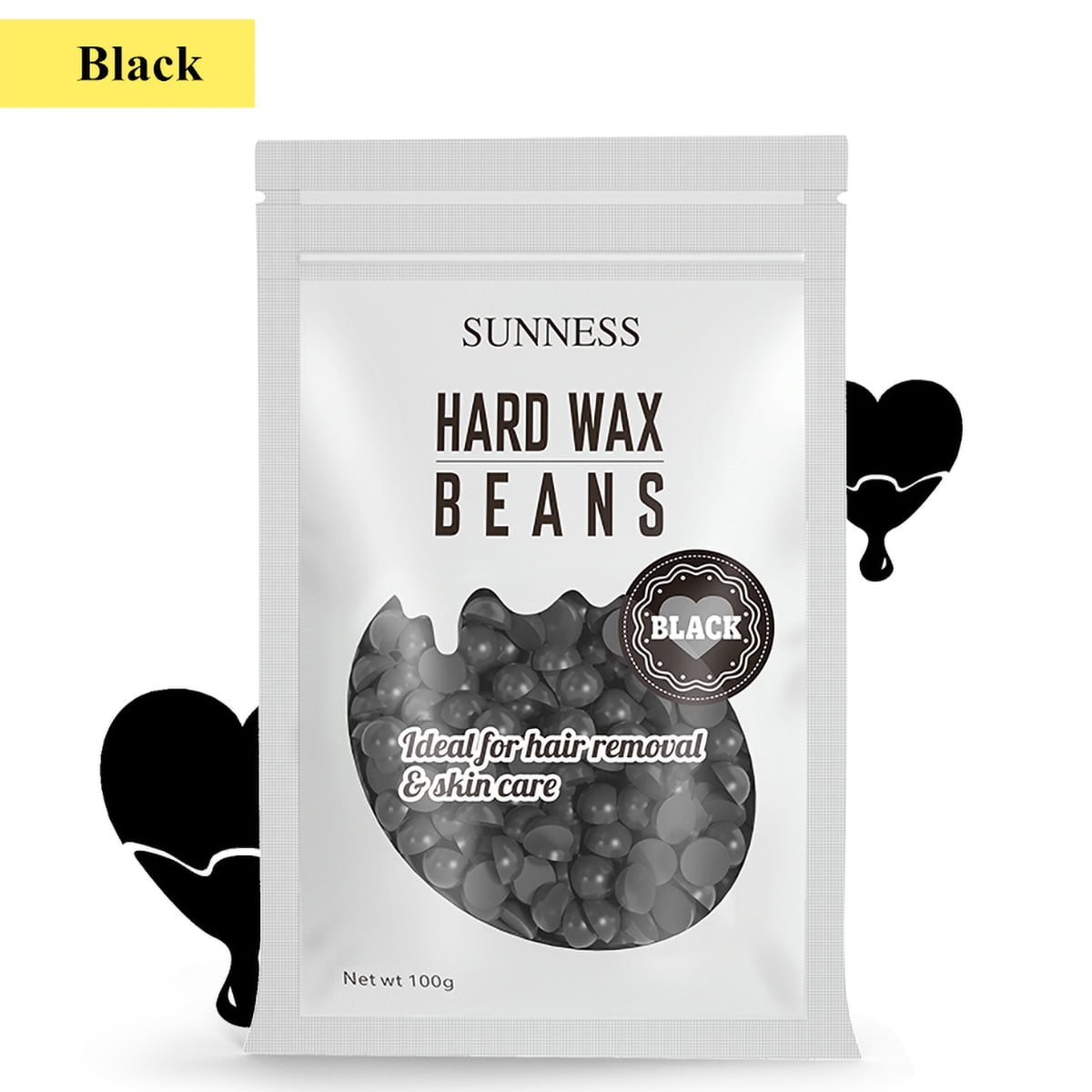 MICHPONG Hard Wax Beads for Hair Removal, Natural Beeswax Wax Beans for  Sensitive Skin, 100g Black