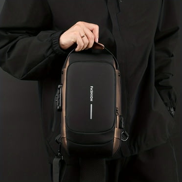 MICHROE Chest Bag Anti-theft Combination Lock Messenger Bag With USB Charging Port Fashion Motorcycle Bag Men‘s Casual Shoulder Bag