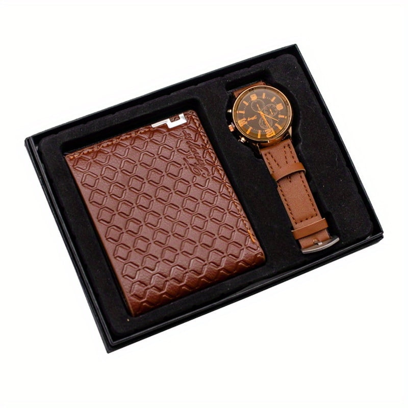 MICHROE Classic Gift Wallet and Watch Gift Set for Him Premium PU Leather Folding Wallet and Wrist Watch Gift for Father s Day Gift for Dad Walmart