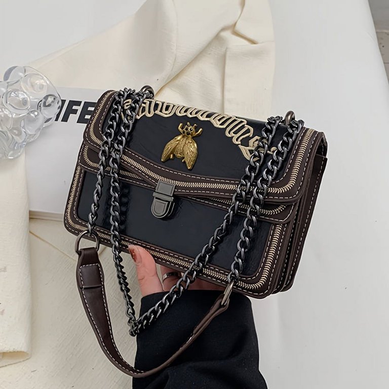 MICHROE Colorblock Mini Shoulder Chain Bag Textured Flap Handbag