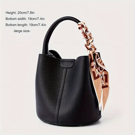 MICHROE Genuine Leather Bucket Bag Stylish Solid Color Handbag Women‘s Mini Crossbody Bag