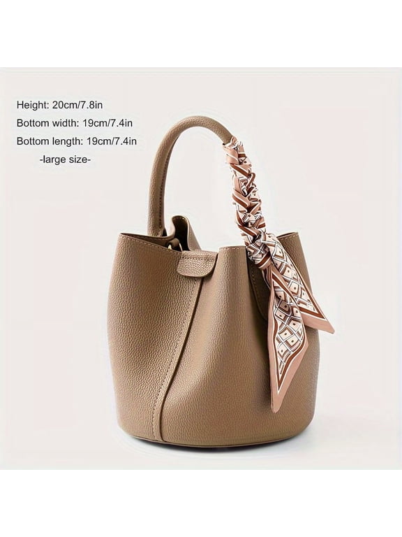Genuine Leather Bucket Bag - Chic Solid Color Compact Mini Crossbody for Women - Stylish Durable & Versatile