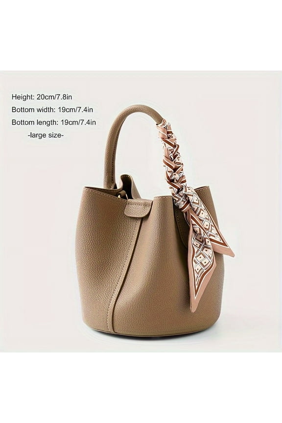 Genuine Leather Bucket Bag Stylish Solid Color Handbag Women‘s Mini Crossbody Bag