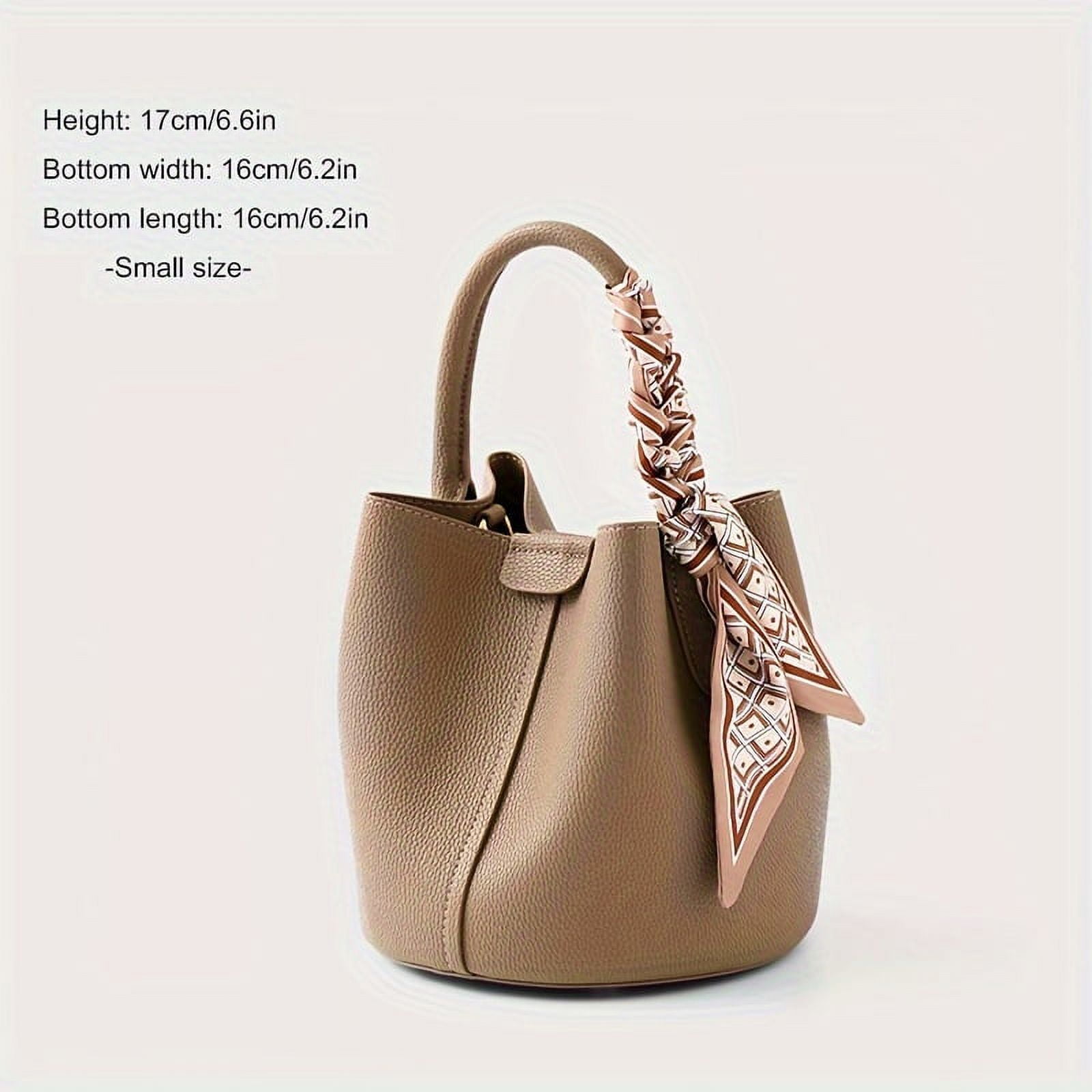MICHROE Genuine Leather Bucket Bag Stylish Solid Color Handbag Women‘s Mini Crossbody Bag