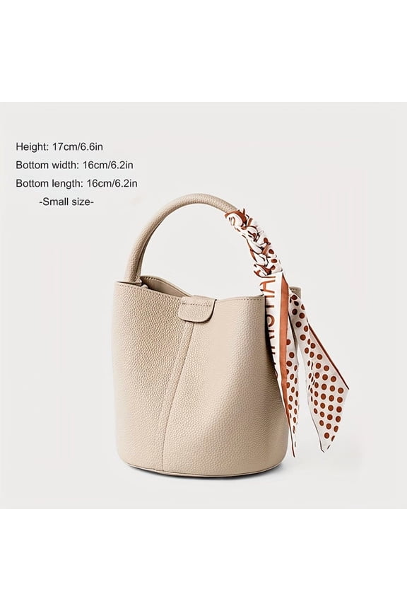 Genuine Leather Bucket Bag Stylish Solid Color Handbag Women‘s Mini Crossbody Bag