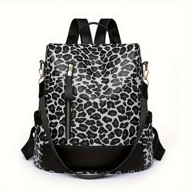 MICHROE Leopard Print Backpack Purse Anti theft Travel Rucksack Portable Two way Shoulder Bag For School Work Travel