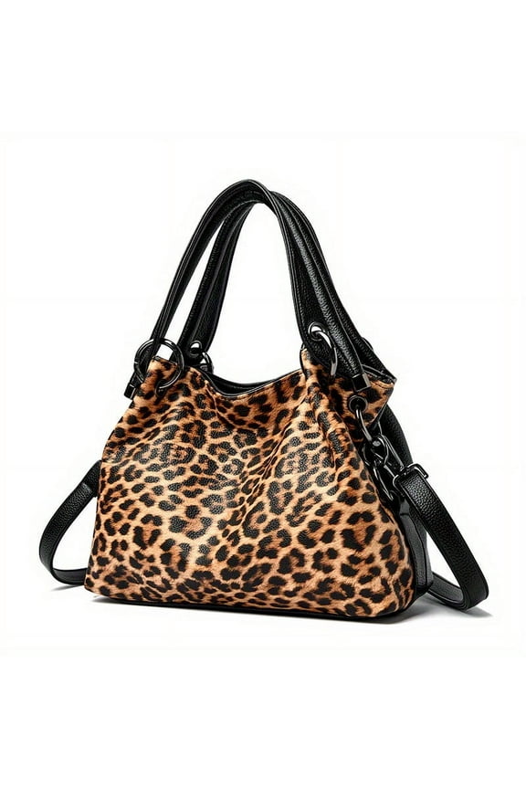 Leopard Print Handbag  Large Capacity Crossbody Bag  Luxury Satchel Purse For Women
