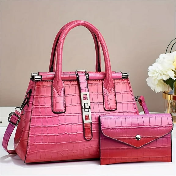 MICHROE Luxury Crocodile Print Satchel  Fashion Top Handle Tote Bag  Women‘s Casual Handbag  Shoulder Bag & Clutch Purse
