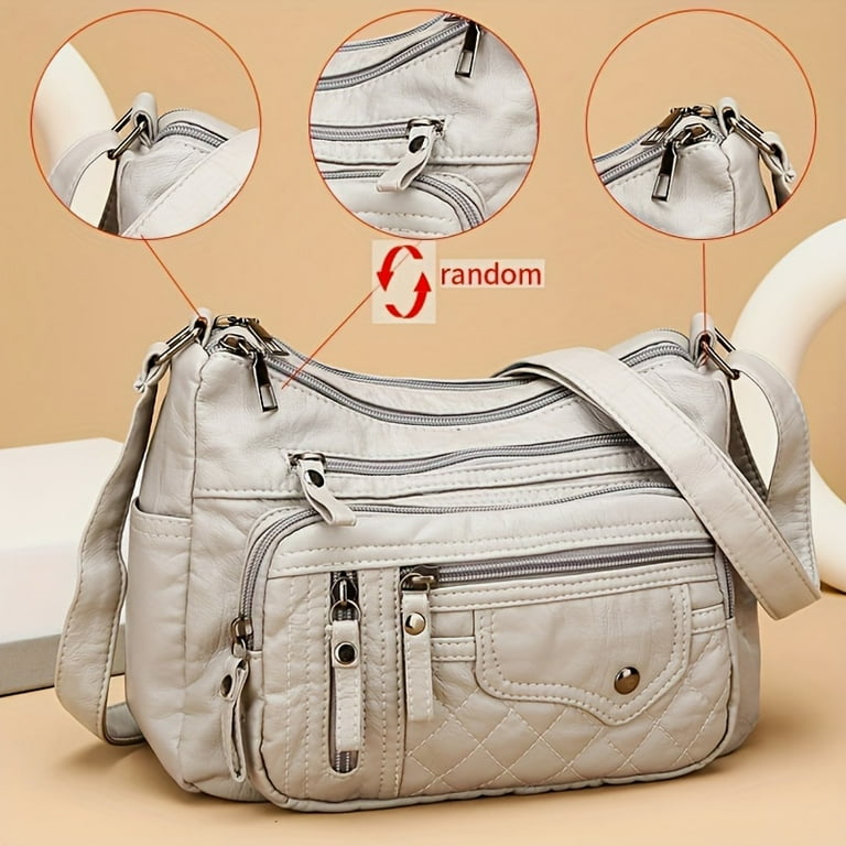 MICHROE Multi Zipper Crossbody Bag Soft Vegan Leather Shoulder Bag Women s Multi Pockets Handbag Purse Walmart