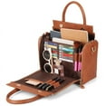 thumbnail image 1 of MICHROE Women‘s Portable Storage Crossbody Leather Shoulder Bag, Brown, 1 of 7