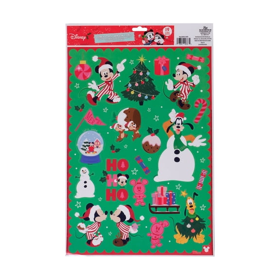 Disney Mickey & Friends Christmas Window Clings, 19Piece Holiday Window Decorations Mickey, Minnie, Goofy & Pluto