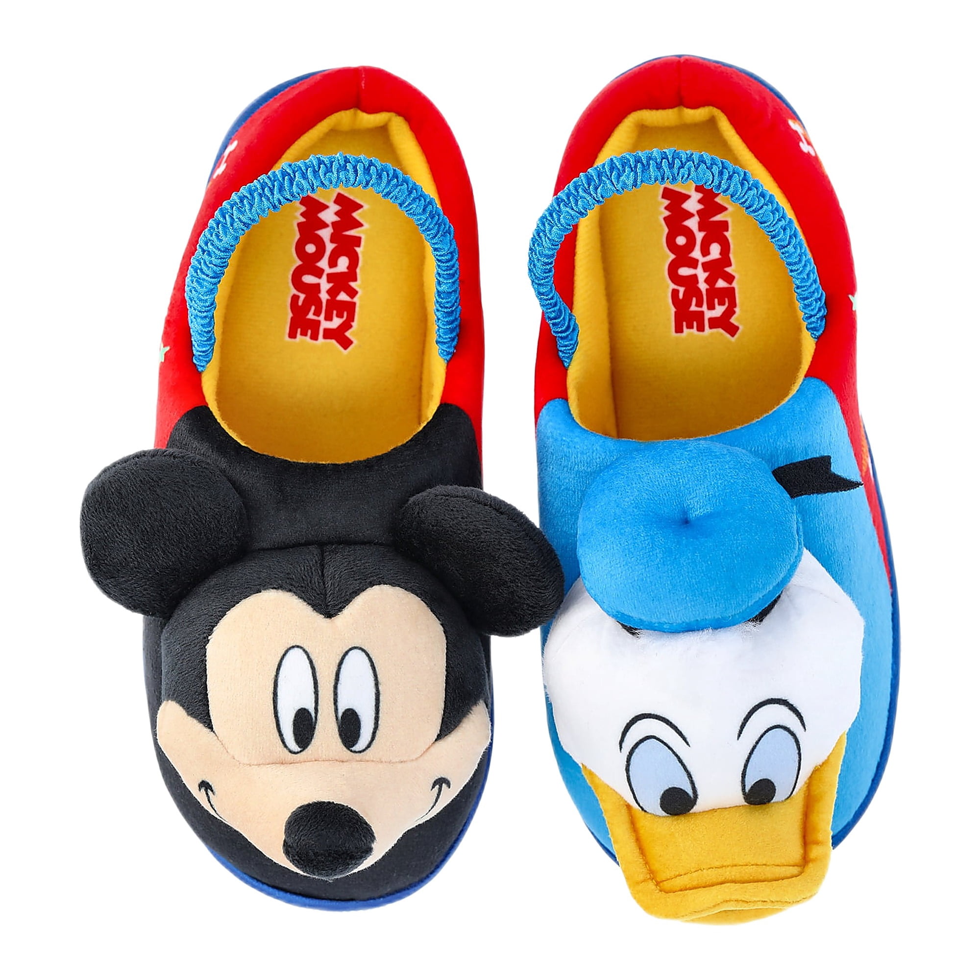 Mickie Mouse and Donald Duck Toddler Boys' 3D Character Slippers with Back Strap