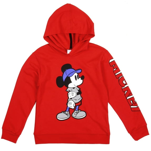 MICKEY MOUSE Boys Hoodie Pullover Red Sizes 4-7.