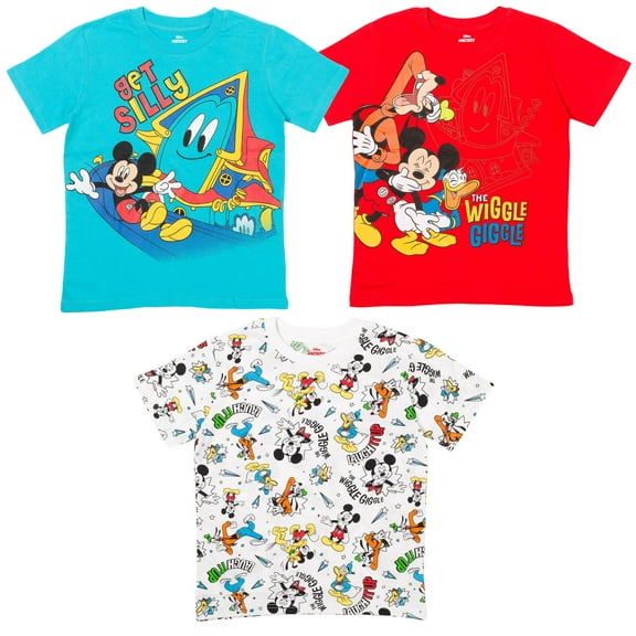 MICKEY MOUSE FUNHOUSE Mickey Mouse Toddler Boys 3 Pack Pullover Graphic T-Shirts Blue/Red/White 2T