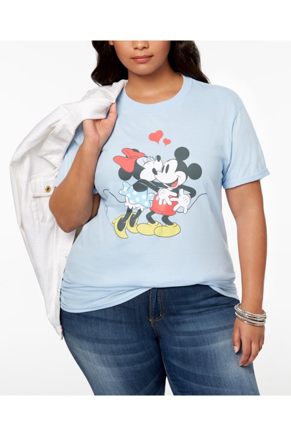Womens New 1379 Light Blue Cotton Disney Top 2X Plus B+B