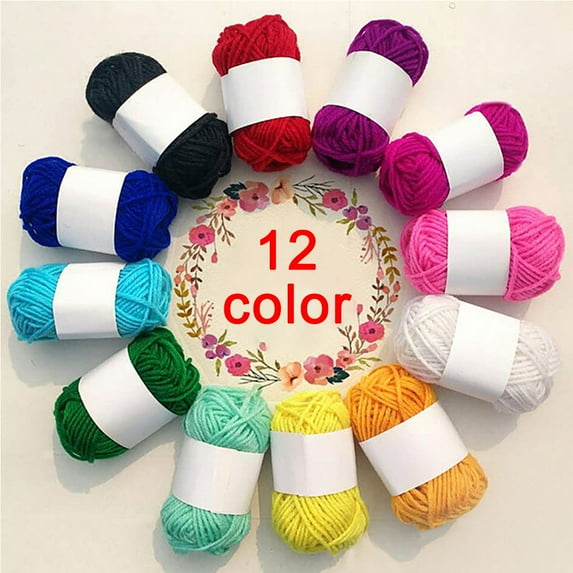 MICLOZYT 12pcs Yarn Clearance Under $5,Wool Yarn 12 Colors Soft Acrylic Yarn,Cotton Crochet Yarn for Sweater,Scarves,Starter Kit for Colorful Craft