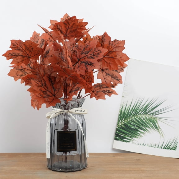 MICLOZYT Artificial Maple Leaves Branches,Faux Autumn Maple Leaf Stems Plant for Indoor Outdoor Home Office Table Centerpieces Wedding Thanksgiving Decor,Coffee