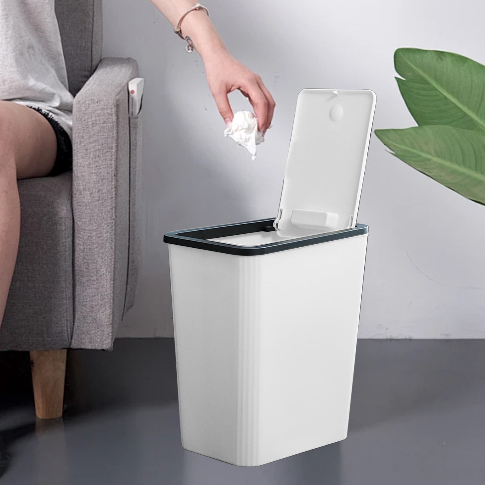 MICLOZYT Bathroom Trash Can,Open Top Garbage Cans,Slim Profile Garbage