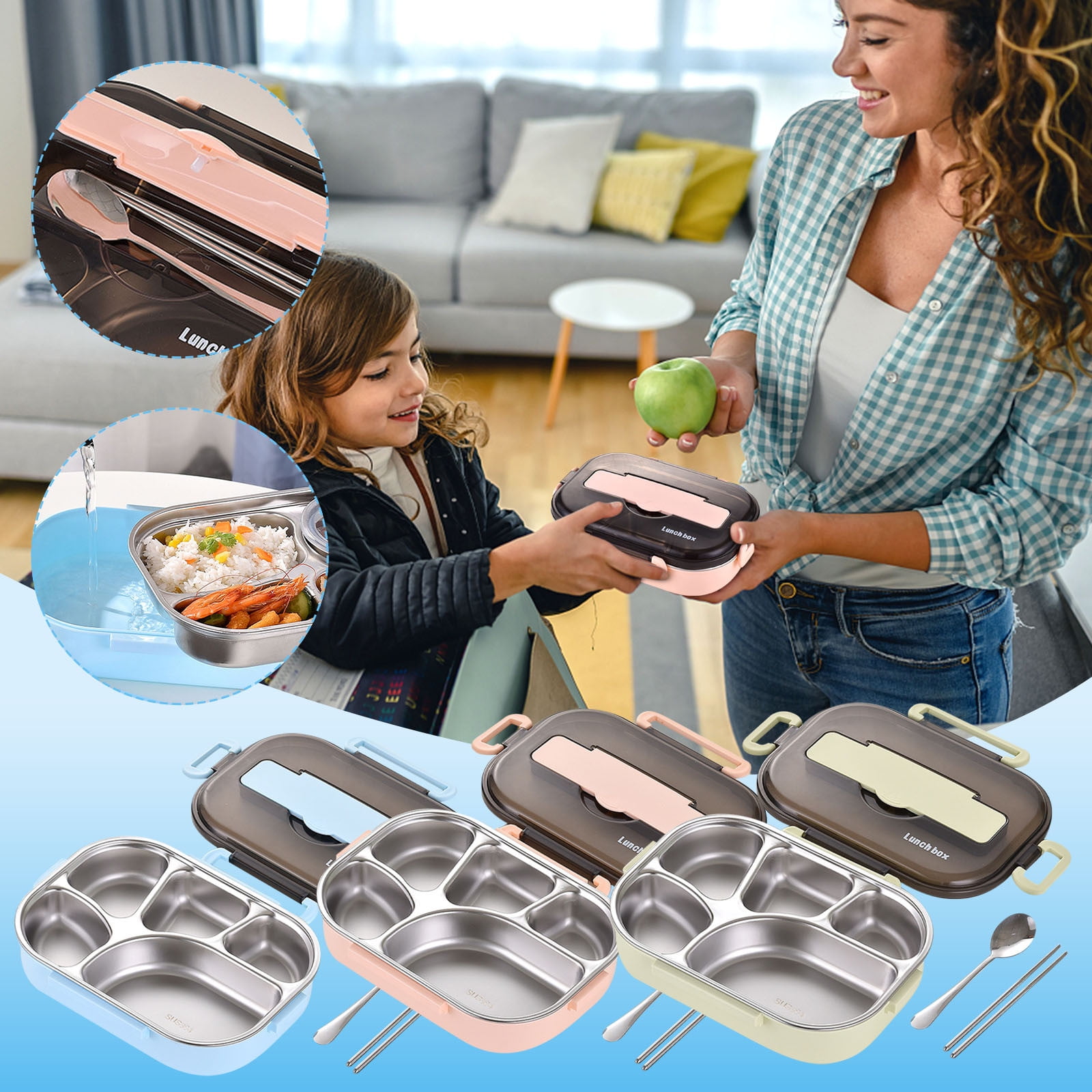 MICLOZYT Bento Box Clearance,Bento Box Adult Lunch Box,BPA-Free,Dishwasher Safe Leak-Proof Lunch Container,Thermal Insulation Bento 5 Cells