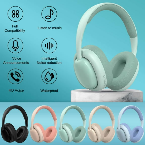 Bluetooth Headphones Over Ear,Bluetooth Earphones with Full Ear Coverage,Stereo Cotton,Wireless Music Earphones,Stereo Sound,for Computer/Laptop/PC/android/Cell Phones,Green