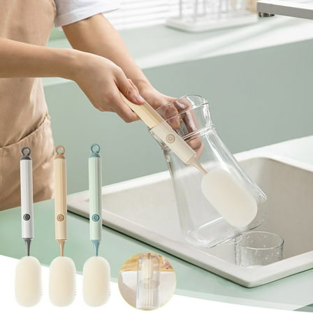 Bottle Brushes Cleaner,Non-slip and Ergonomic Handle,Long-Handled Cup Brush Hangable Storage,Cleaning Neck Bottles,Baby Bottles,Water Bottles,Tumblers