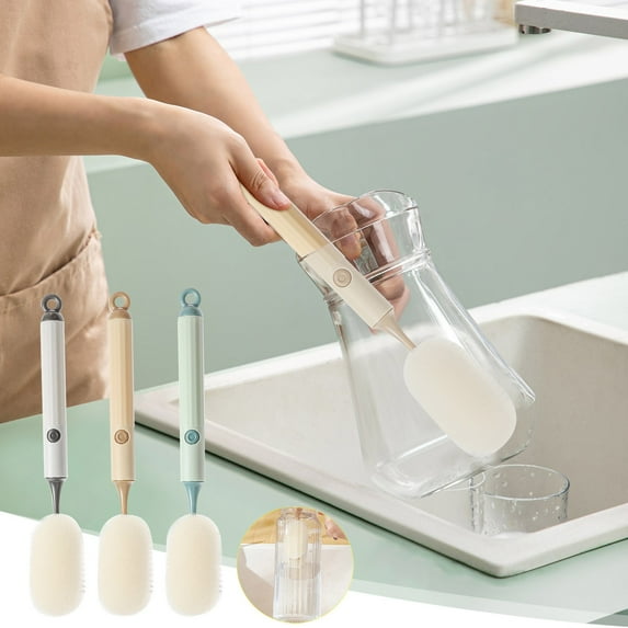 Bottle Brushes Cleaner,Non-slip and Ergonomic Handle,Long-Handled Cup Brush Hangable Storage,Cleaning Neck Bottles,Baby Bottles,Water Bottles,Tumblers