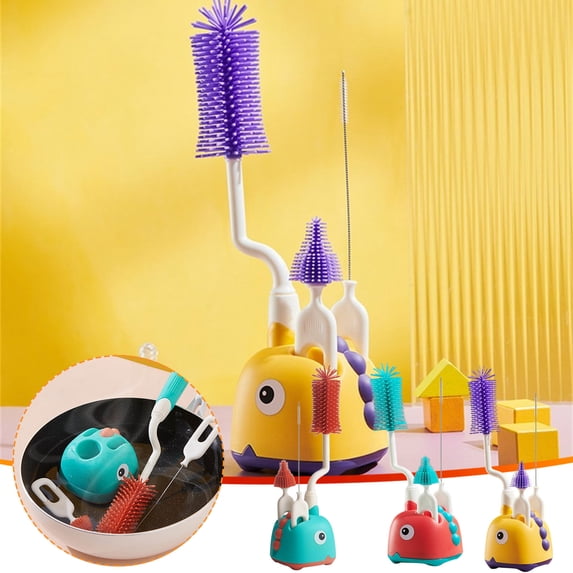 Bottle Brushes Thin Long Handle,BPA free and Non-slip Handle,Nipple Cleaning Brush,Straw Brush,Long Handle Brush Set,Cleaner Brush Nipples Brush for Baby Bottles