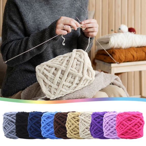 Crochet Kit for Beginners,Chunky Yarn,Soft Cotton Yarn for Hand Knitting Yarn for DIY Doll Sweater,Scarves,and Shawls,Black,Gift for Beginners Kids & Adults