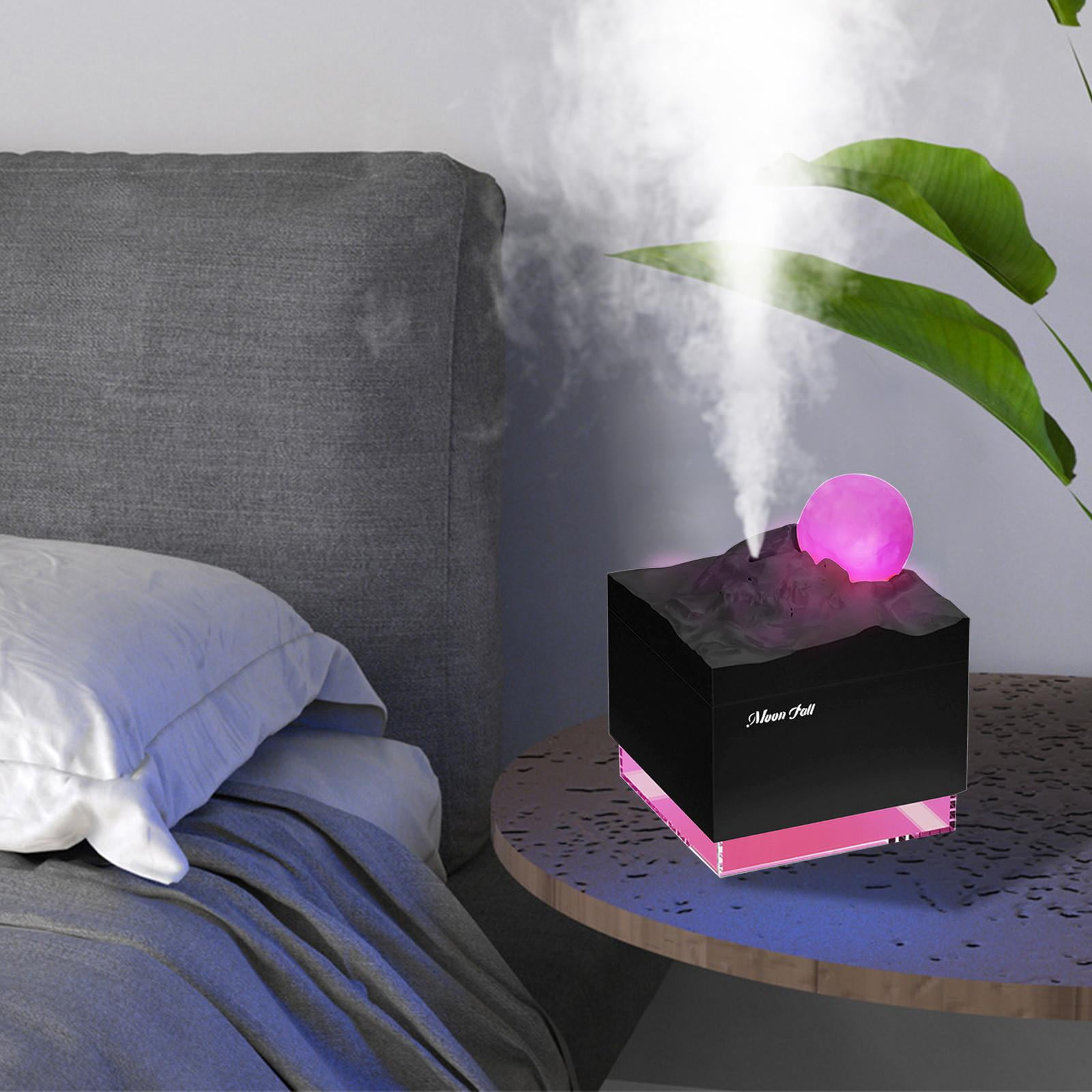 Humidifier Large Room,300Ml Moon Humidifier with Colored Lights (Black),Rechargeable 1200 Mah,Air Humidifier for Home Baby Nursery & Plants