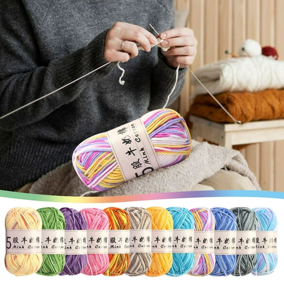 MICLOZYT Milk Cotton Yarn Clearance!Cotton Yarn for Crochet,5 Skeins Soft Milk Cotton Yarn for Weaving Sweater Shawl Scarf Gloves,Dark Purple,Gift for Crocheters Starters