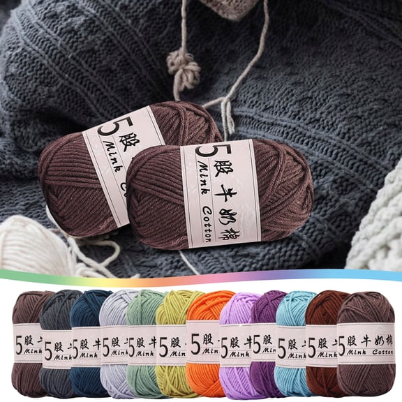 MICLOZYT Yarn Clearance Under $5,Milk Cotton Yarn Skeins for Crafting,5 Skeins Soft Milk Cotton Yarn for Knitting,Crochet,Weaving,Arts Crafts,Light Gray,Crochet Kit for Beginners
