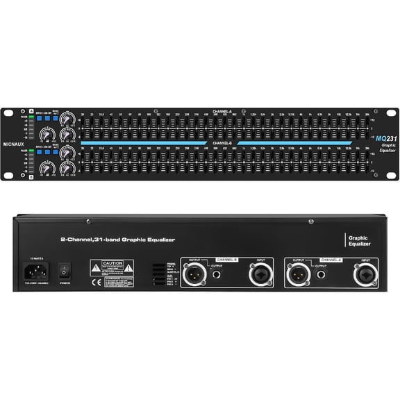 MICNAUX Equalizer for Home Audio, Dual Channel 31-Band Graphic Stereo EQ, Stereo Equalizers Audio,Professional DJ Sound Equalizer Studio Equalization