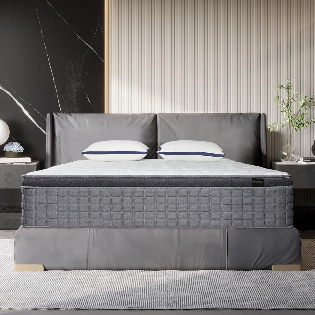 MICOOLS 12" Pressure Relief Twin Medium Firm Pillow Hybrid Mattress